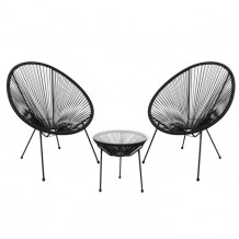 ACAPULCO Set Τραπ 2 Πολ Μετ Μαύρo Plastic Rattan Μαύρο c157020 ACAPULCO Set Τραπ 2 Πολ Μετ Μαύρo Plastic Rattan Μαύρο c157020