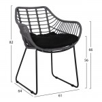 ΠΟΛΥΘΡΟΝΑ ΜΕΤΑΛΛΙΚΗ HM5300 10 ΓΚΡΙ ΜΑΤ ΜΕ WICKER 61x64x82Υ εκ c157849