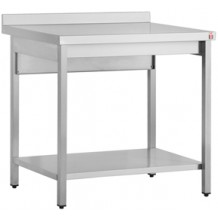 Τραπέζι εργασίας inox με ράφι και υπερύψωμα Τραπέζι εργασίας inox με ράφι και υπερύψωμα