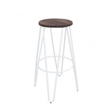 ARCO Wood Dark Oak Σκαμπώ Bar H 67cm Μεταλ Άσπρο c159990