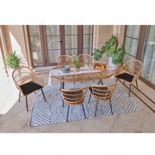 SALSA Dining Set Τρ 160x95 2Πολ 4Καρ Μετ Μαύρο Wicker Φυσικό Μαξ Μαύρο c160021 SALSA Dining Set Τρ 160x95 2Πολ 4Καρ Μετ Μαύρο Wicker Φυσικό Μαξ Μαύρο c160021