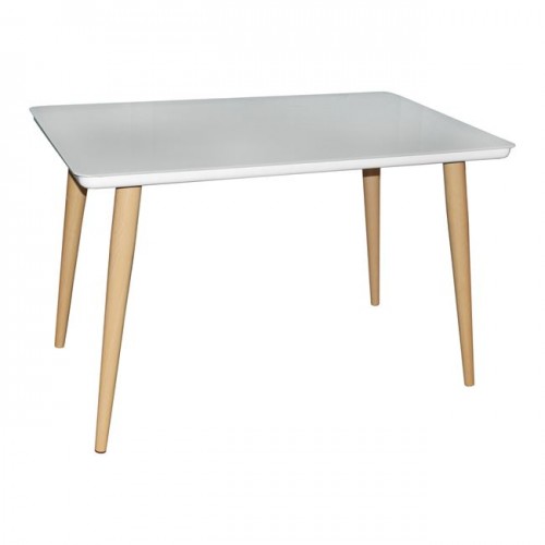 UNION Τραπέζι 120x70cm Βαφή Φυσικό Γυαλί Άσπρο c160055