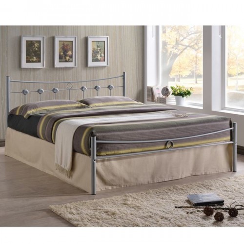 DUGAN Κρεβάτι για στρώμα 140x190cm Μεταλ Silver c160153
