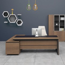 PROLINE Γραφείο Δεξ 180x160cm Σκ Καρυδί Μαύρο c160248