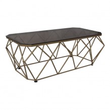 ACTON Τραπέζι Σαλονιού 123x63 Μεταλλικό Χρυσό Γυαλί c160296