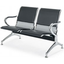 Κάθισμα αναμονής 2 θέσεων χρωμίου με pvc μαύρο ag261c