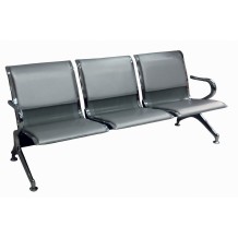 Κάθισμα αναμονής 3 θέσεων χρωμίου με pvc μαύρο ag261d