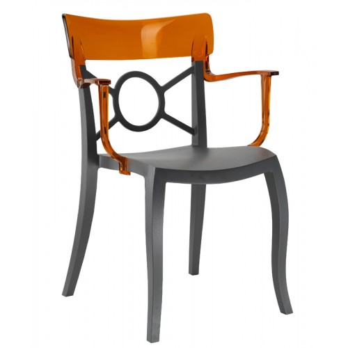 Πολυθρόνα πολυπροπυλενίου fiberglass με ανθρακί σκελετό και πλάτη πορτοκαλί 1e185ag17