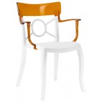 Πολυθρόνα πολυπροπυλενίου fiberglass με λευκό σκελετό και πλάτη πορτοκαλί 1k185ag17