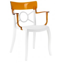 Πολυθρόνα πολυπροπυλενίου fiberglass με λευκό σκελετό και πλάτη πορτοκαλί 1k185ag17