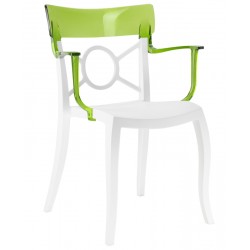 Πολυθρόνα πολυπροπυλενίου fiberglass με λευκό σκελετό και πλάτη πράσινη 1l185ag17