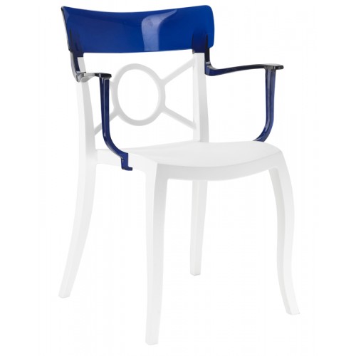 Πολυθρόνα πολυπροπυλενίου fiberglass με λευκό σκελετό και πλάτη μπλε 1n185ag17