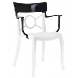 Πολυθρόνα πολυπροπυλενίου fiberglass με λευκό σκελετό και πλάτη μαύρη 1p185ag17