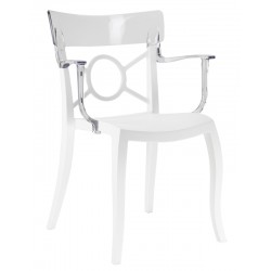 Πολυθρόνα πολυπροπυλενίου fiberglass με λευκό σκελετό και πλάτη διάφανη 1q185ag17