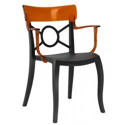 Πολυθρόνα πολυπροπυλενίου fiberglass με μαύρο σκελετό και πλάτη πορτοκαλί 1w185ag17