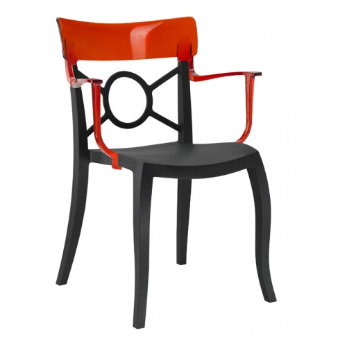 Πολυθρόνα πολυπροπυλενίου fiberglass με μαύρο σκελετό και πλάτη κόκκινη 1z185ag17