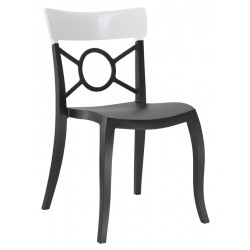 Καρέκλα πολυπροπυλενίου fiberglass με μαύρο σκελετό και πλάτη λευκή 2d185ag17