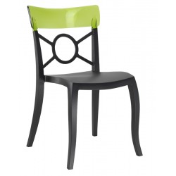 Καρέκλα πολυπροπυλενίου fiberglass με μαύρο σκελετό και πλάτη πράσινη 2g185ag17
