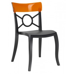 Καρέκλα πολυπροπυλενίου fiberglass με μαύρο σκελετό και πλάτη πορτοκαλί 2h185ag17