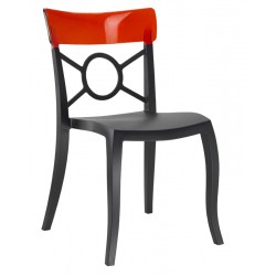 Καρέκλα πολυπροπυλενίου fiberglass με μαύρο σκελετό και πλάτη κόκκινη 2j185ag17