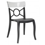 Καρέκλα πολυπροπυλενίου fiberglass με μαύρο σκελετό και πλάτη διάφανη 2l185ag17