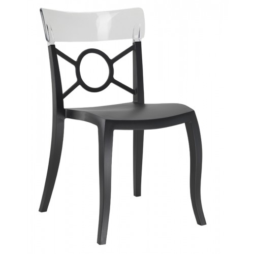 Καρέκλα πολυπροπυλενίου fiberglass με μαύρο σκελετό και πλάτη διάφανη 2l185ag17