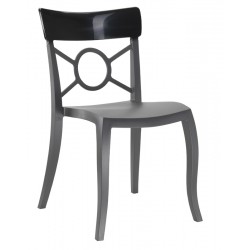 Καρέκλα πολυπροπυλενίου fiberglass με ανθρακί σκελετό και πλάτη μαύρη 2o185ag17