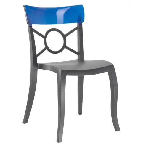 Καρέκλα πολυπροπυλενίου fiberglass με ανθρακί σκελετό και πλάτη μπλε 2p185ag17