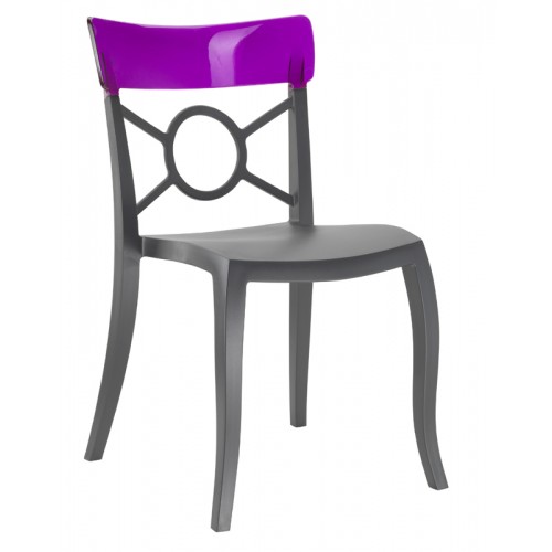 Καρέκλα πολυπροπυλενίου fiberglass με ανθρακί σκελετό και πλάτη μωβ 2r185ag17