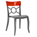 Καρέκλα πολυπροπυλενίου fiberglass με ανθρακί σκελετό και πλάτη κόκκινη 2s85ag17