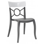 Καρέκλα πολυπροπυλενίου fiberglass με ανθρακί σκελετό και πλάτη λευκή 2t85ag17