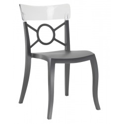 Καρέκλα πολυπροπυλενίου fiberglass με ανθρακί σκελετό και πλάτη διάφανη 2u85ag17