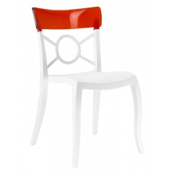 Καρέκλα πολυπροπυλενίου fiberglass με λευκό σκελετό και πλάτη κόκκινη 2v185ag17
