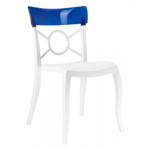 Καρέκλα πολυπροπυλενίου fiberglass με λευκό σκελετό και πλάτη μπλε 2w185ag17