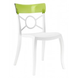 Καρέκλα πολυπροπυλενίου fiberglass με λευκό σκελετό και πλάτη πράσινη 2x185ag17