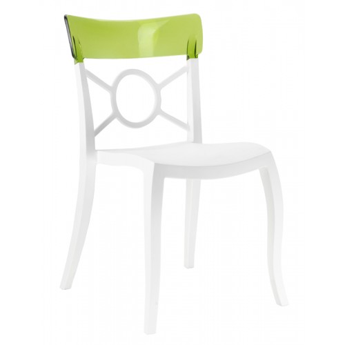 Καρέκλα πολυπροπυλενίου fiberglass με λευκό σκελετό και πλάτη πράσινη 2x185ag17
