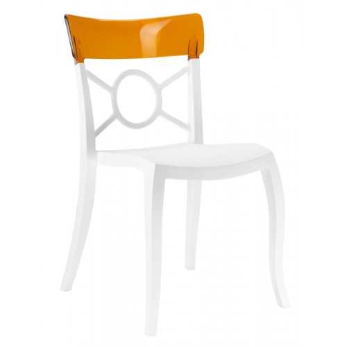 Καρέκλα πολυπροπυλενίου fiberglass με λευκό σκελετό και πλάτη πορτοκαλί 2y185ag17