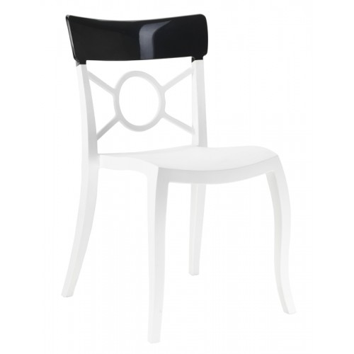 Καρέκλα πολυπροπυλενίου fiberglass με λευκό σκελετό και πλάτη μαύρη 2z185ag17