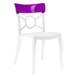 Καρέκλα πολυπροπυλενίου fiberglass με λευκό σκελετό και πλάτη μωβ 3a185ag17