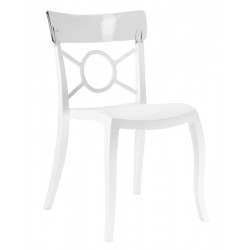 Καρέκλα πολυπροπυλενίου fiberglass με λευκό σκελετό και πλάτη διάφανη 3d185ag17