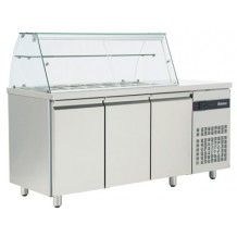 Inox τριπλό ψυγείο τόστ με βιτρίνα Inox τριπλό ψυγείο τόστ με βιτρίνα
