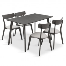 Tραπεζαρία Benson Toto pakoworld σετ 5τμχ rustic grey ύφασμα γκρι 120x75x75εκ c169738 Tραπεζαρία Benson Toto pakoworld σετ 5τμχ rustic grey ύφασμα γκρι 120x75x75εκ c169738