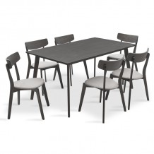 Tραπεζαρία Benson Toto pakoworld σετ 7τμχ rustic grey ύφασμα γκρι 150x90x75εκ c169740 Tραπεζαρία Benson Toto pakoworld σετ 7τμχ rustic grey ύφασμα γκρι 150x90x75εκ c169740