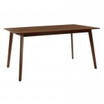 Tραπεζαρία Benson Toto pakoworld σετ 7τμχ καρυδί ύφασμα μπεζ 150x90x75εκ c169743