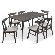 Tραπεζαρία Benson Orlean pakoworld σετ 7τμχ rustic grey ύφασμα γκρι 150x90x75εκ c169745 Tραπεζαρία Benson Orlean pakoworld σετ 7τμχ rustic grey ύφασμα γκρι 150x90x75εκ c169745