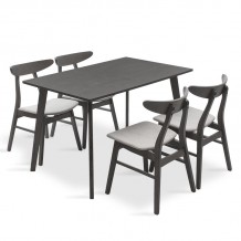 Tραπεζαρία Benson Orlean pakoworld σετ 5τμχ rustic grey ύφασμα γκρι 120x80x75εκ c169748 Tραπεζαρία Benson Orlean pakoworld σετ 5τμχ rustic grey ύφασμα γκρι 120x80x75εκ c169748