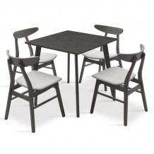 Tραπεζαρία Benson Orlean pakoworld σετ 5τμχ rustic grey ύφασμα γκρι 80x80x75εκ c169751 Tραπεζαρία Benson Orlean pakoworld σετ 5τμχ rustic grey ύφασμα γκρι 80x80x75εκ c169751