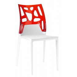 Καρέκλα αλουμινίου πολυπροπυλενίου με σκελετό λευκό και πλάτη διάφανη κόκκινη 1b187ag17