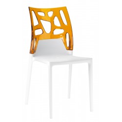 Καρέκλα αλουμινίου πολυπροπυλενίου με σκελετό λευκό και πλάτη διάφανη πορτοκαλί 1c187ag17
