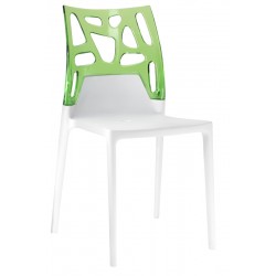 Καρέκλα αλουμινίου πολυπροπυλενίου με σκελετό λευκό και πλάτη διάφανη πράσινη 1d187ag17